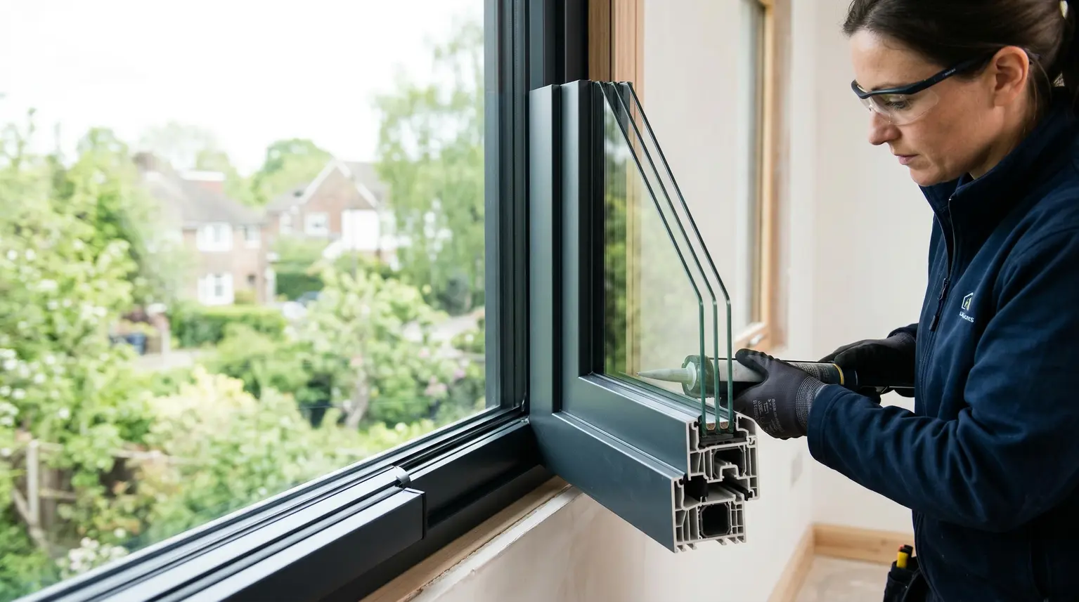 Moderne dreifachverglaste Fenster in einem sanierten Altbau zur Steigerung der Energieeffizienz